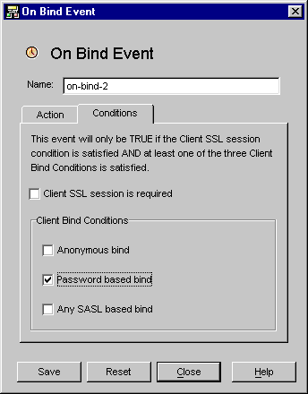 On Bind Event Conditions window.
