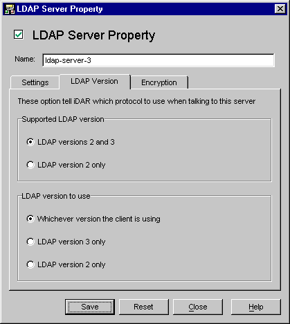 Directory Proxy Server LDAP Server Property LDAP Version window.
