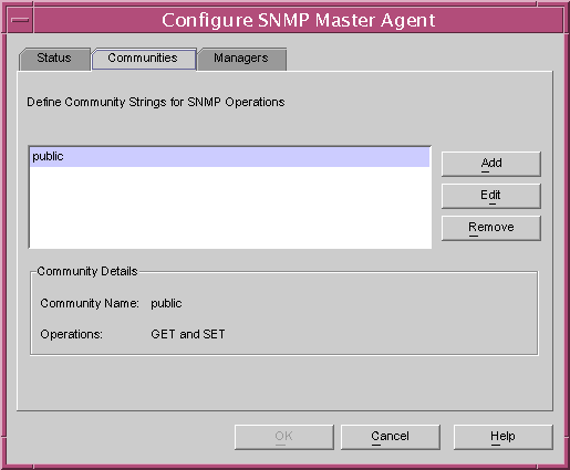 You may modify SNMP Communities.

