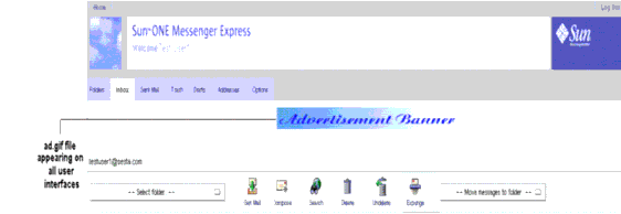 In Figure 2-9 an advertisement  banner has been inserted in the Messenger Express user interface screen.