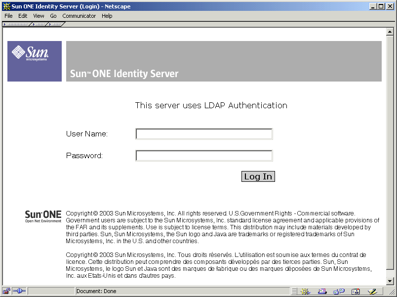 Screenshot of default LDAP Authentication User Interface.
