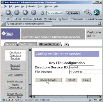 Figure showing the Key File Configuration page.