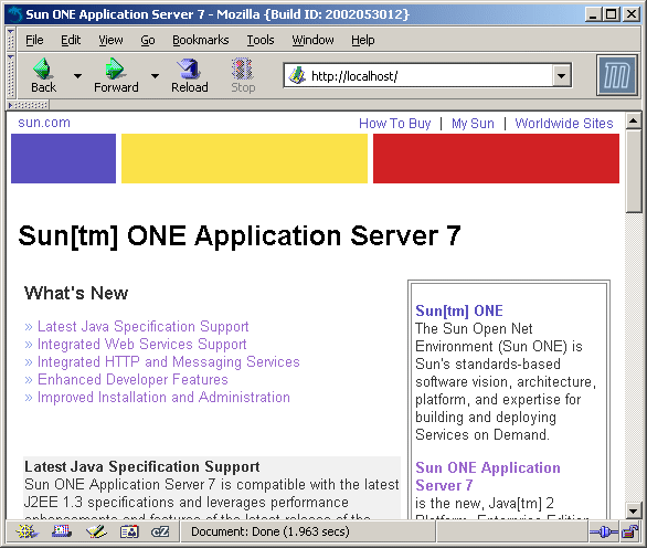 This screen shot shows the HTTP server welcome page in a web browser.