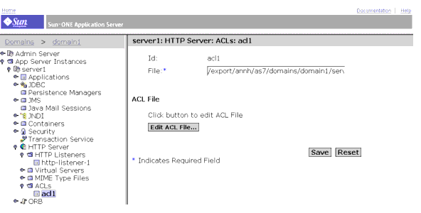 This screen capture shows the ACL file you have selected. 