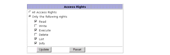 This screen capture shows the ACL access rights rules. 