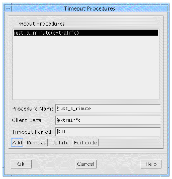 Screenshot of Timeout Procedures dialog.