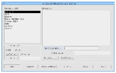 The Callbacks dialog with default values.