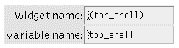 The Widget and Variable Name text fields with "top_shell" entered as an example value.