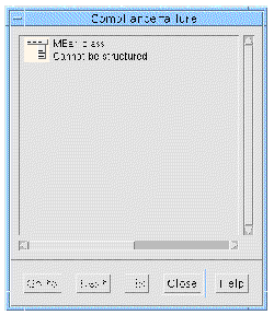 Compliance Failure dialog reporting that MBar_class cannot be structured.