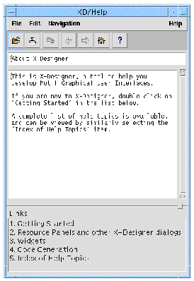 The XD/Help window.