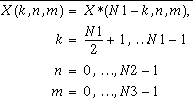 X(k,n,m)=X^{\star }(N1-k,n,m),
