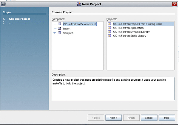 Create a project window