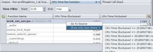 �ִؿ����� CPU ���� (CPU Time Per Function)�ץ��֤ȥե��륿�ꥹ��