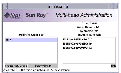 Use utadm and utmh to administer multihead configurations.