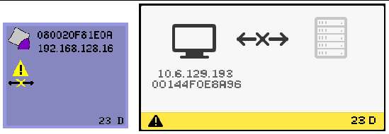 The yellow triangle and yellow X through the horizontal double arrow indicate there is no connection.