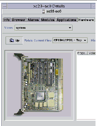 Screen capture of Physical View of the top of a CP 1500 system controller.