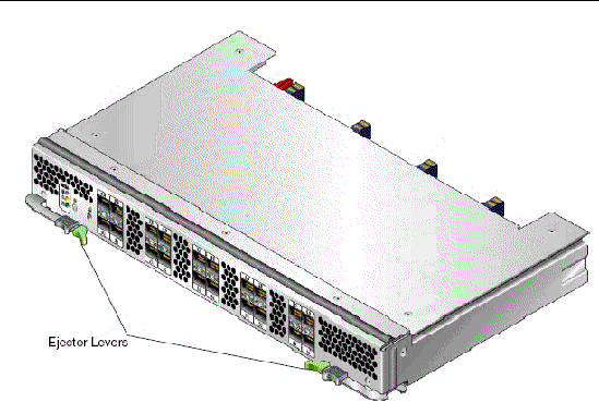 The figure shows the HBA and location of the ejector levers.