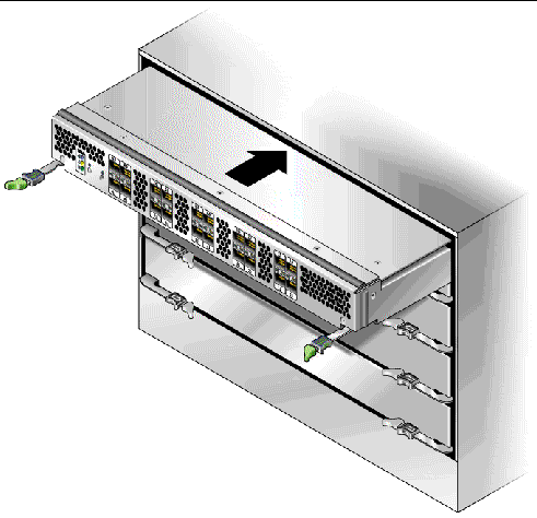 The figure shows an HBA being inserted into a chassis slot.