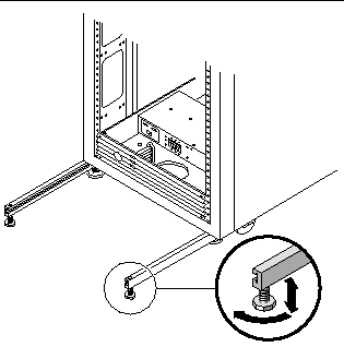 Illustration showing a close-up of the stablizer leg leveling pad. 