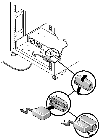 Illustration showing the power cable connection to the power sequencer.