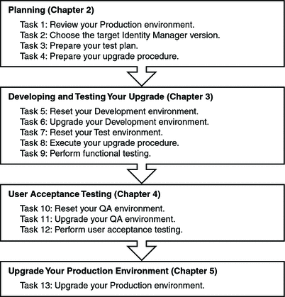 Flowchart showing the four upgrade phases.