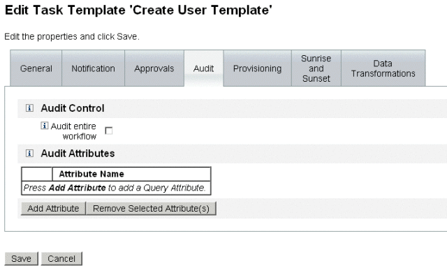 Figure illustrating the Audit Create User Template 