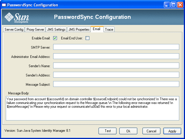 Figure showing the PasswordSync Email dialog