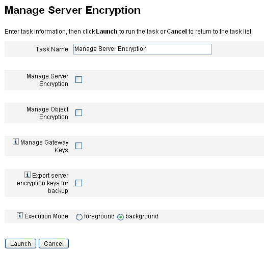 Figure illustrating the Manage Server Encryption page