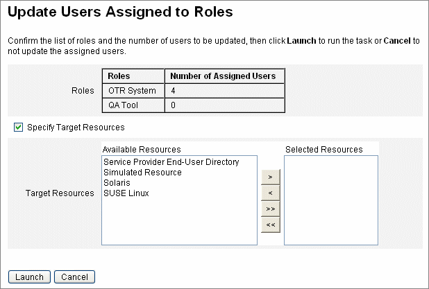 Figure illustrating the Update Users Assigned to Roles
page
