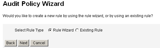 Figure showing the Audit Policy Rule wizard