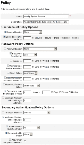 Identity Manager ポリシーを示す図。