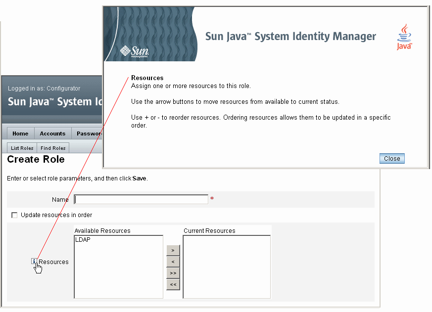 Identity Manager iHelp ガイダンスにアクセスする方法を示す図。