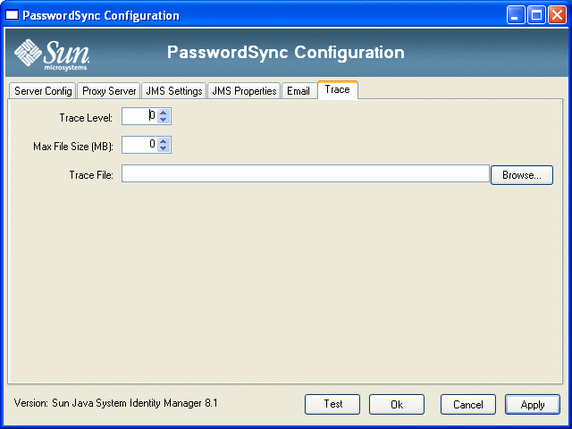 PasswordSync の「Trace」タブを示す図