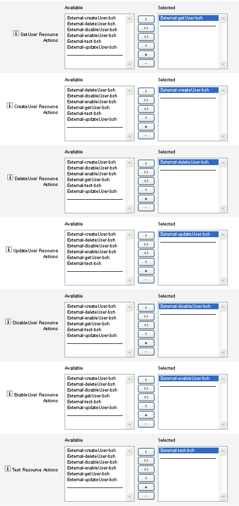Figure showing an example of the Action Scripts area
of the Data Store Configuration page