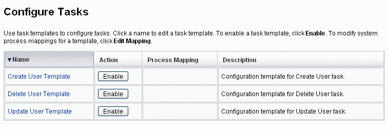 Figure illustrating the initial Configure Tasks page.