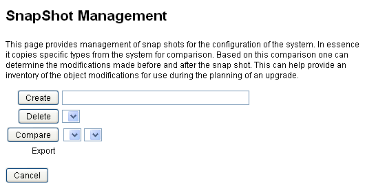 「SnapShot Management」ページのスクリーンショット 「SnapShot Management」ページのスクリーンショット