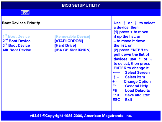 Figure showing BIOS Boot Device Priority configuration menu