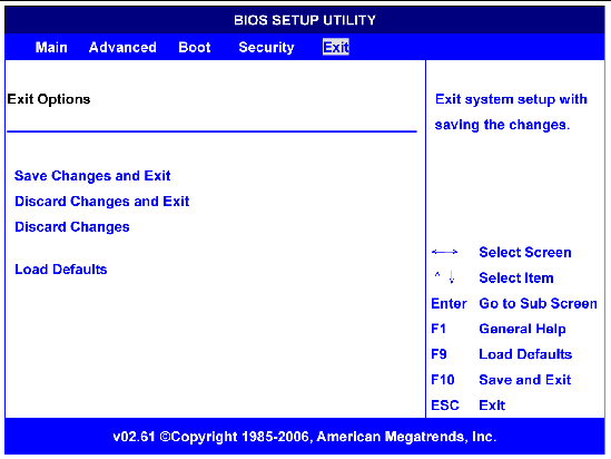 Figure showing BIOS Exit menu