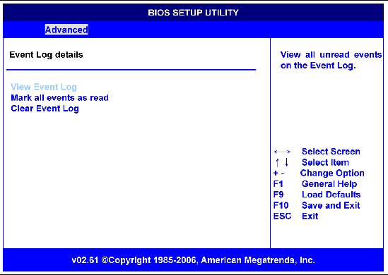 Figure showing BIOS Event Log control menu
