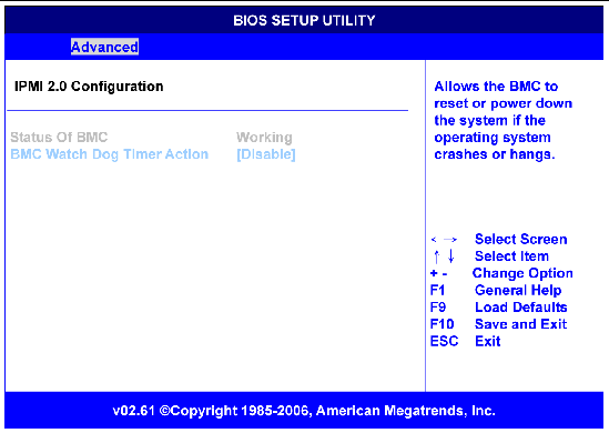 Figure showing BIOS IPMI 2.0 configuration menu
