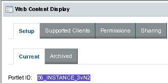 Copying the Portlet ID from a Web Content Display portlet