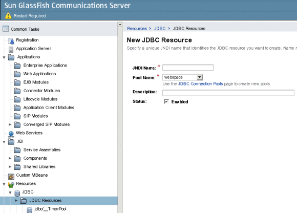 Creating a JDBC Resource