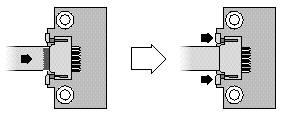 Figure showing the ribbon cable being inserted into the cable lock drawer.