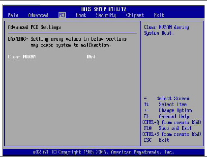 Graphic showing BIOS Setup Utility: PCI - Advance PCI Settings.