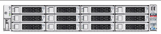 Graphic showing front panel of the Sun Fire X4270 M2 Server with 3.5-inch drives.