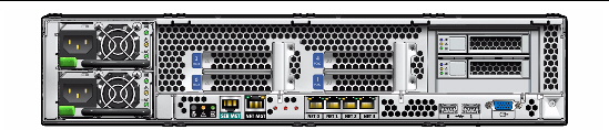 Graphic showing rear-mounted disk drives on the Sun Fire X4270 M2 Server.
