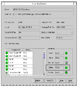 Screen capture of the View Enclosure window showing a battery status of good.