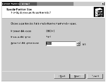 Screen capture showing the Amount of disk space value.