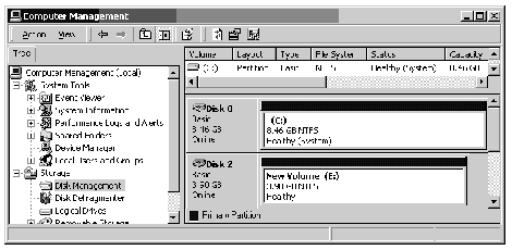 Screen capture showing the Computer Management window.