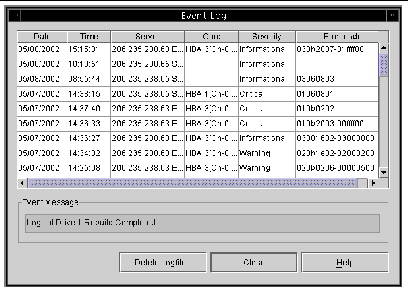 Screen capture showing the Event Log window.